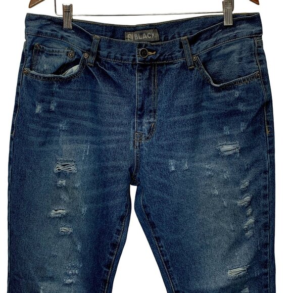 CJ Black Buckle Slim Jeans Mens 38/32 Destroyed Distressed High Rise Medium Wash - Picture 10 of 12